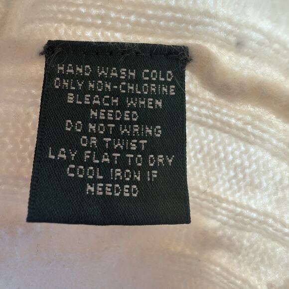 VTG Ralph Lauren Sweater Cardigan 100% cashmere Womens Large Cable Knit cream - Picture 10 of 14